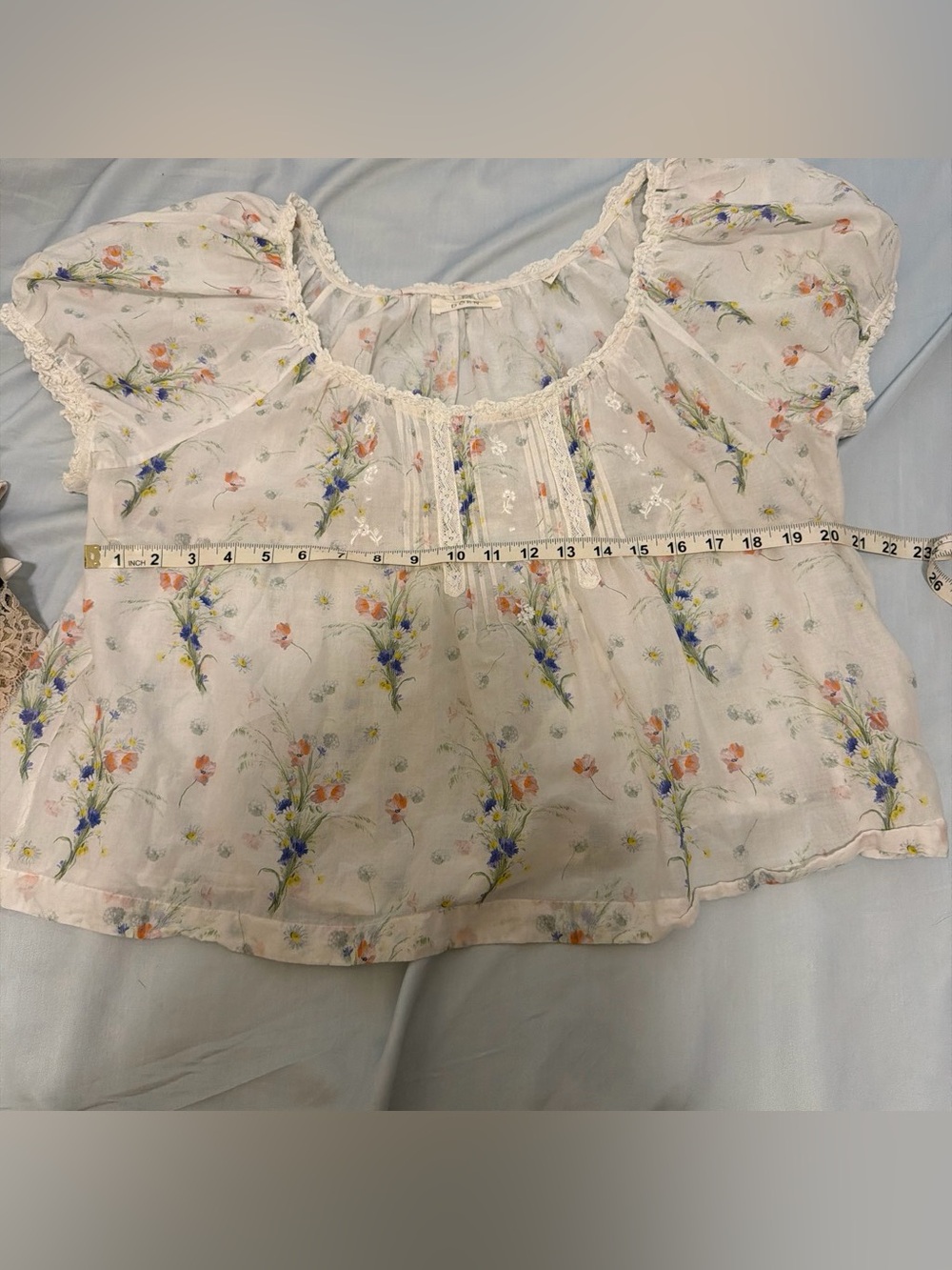 Doen Ivory Sheer Floral Blouse with Pastel Accents